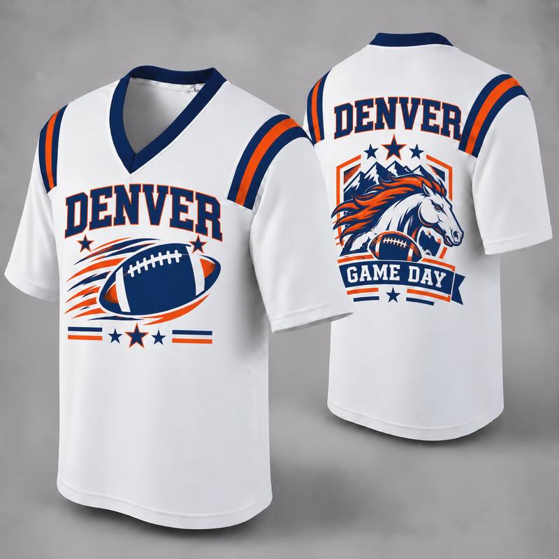 32 Team Styles Available, Unisex American Football Fan Jersey, White V-Neck Mesh Game Day Shirt