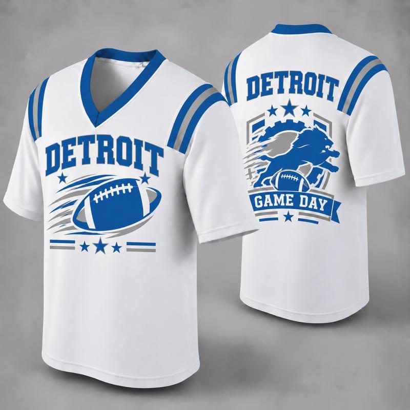 32 Team Styles Available, Unisex American Football Fan Jersey, White V-Neck Mesh Game Day Shirt