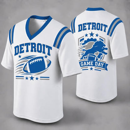 32 Team Styles Available, Unisex American Football Fan Jersey, White V-Neck Mesh Game Day Shirt