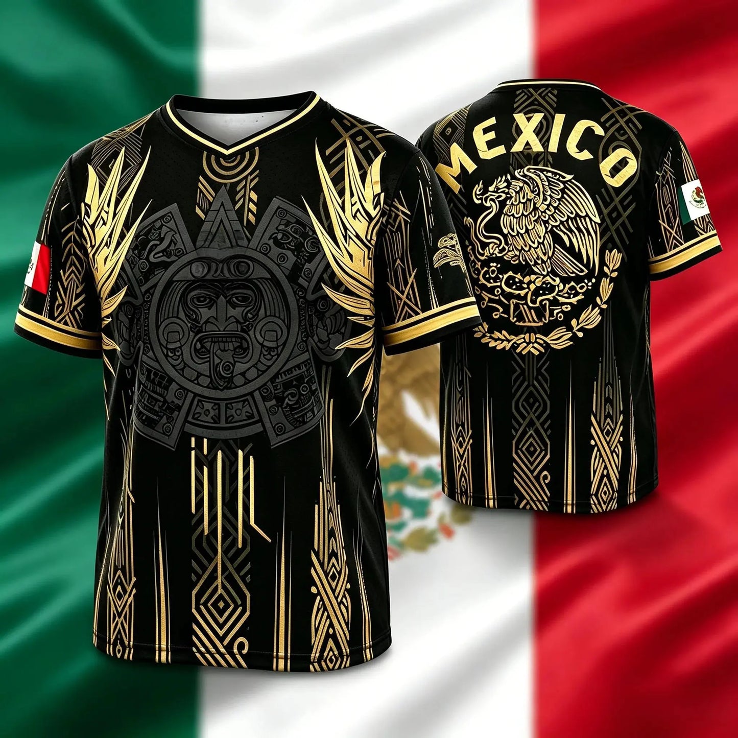 2026 Mexico Soccer V-Neck Short Sleeve Shirt – Men's & Women's Football Fan Tee, Mexican Pride Sportswear