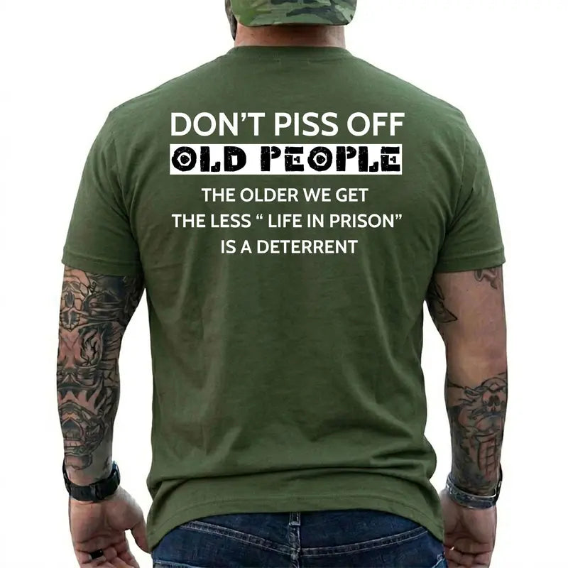 "The Older We Get The Less Life In Prison Is A Deterrent" Funny T-Shirt – Retro Senior Citizen Humor Unisex Short Sleeve Graphic Tee