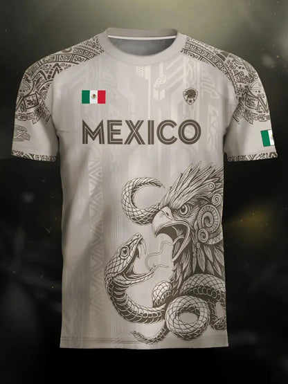 Mexico Aztec Eagle Heritage Soccer Jersey – All Over Print Men's Football Shirt, Mexican Pride Fan Apparel