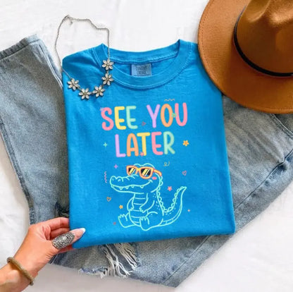 Comfort Colors® See You Later Shirt – Retro Teacher Summer T-Shirt, Funny Alligator Graphic Tee, Vintage End Of School Top, Cute Student Gift