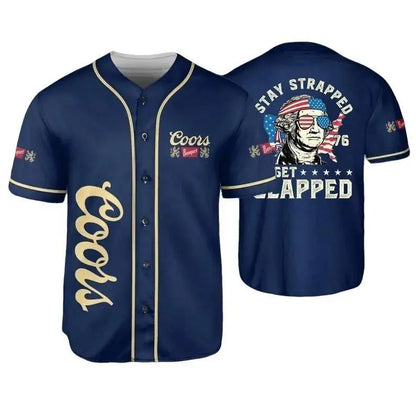 George Washington 1776 Baseball Jersey – 4th of July Coors Beer USA Flag Party Shirt