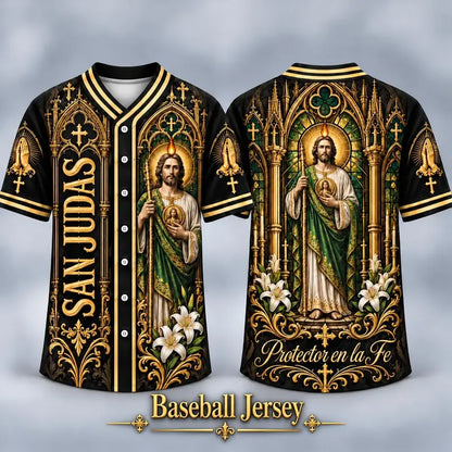 (Pre Order) San Judas Tadeo V-Neck T-Shirt & Baseball Jersey – Religious St. Jude Thaddeus Faith Shirt