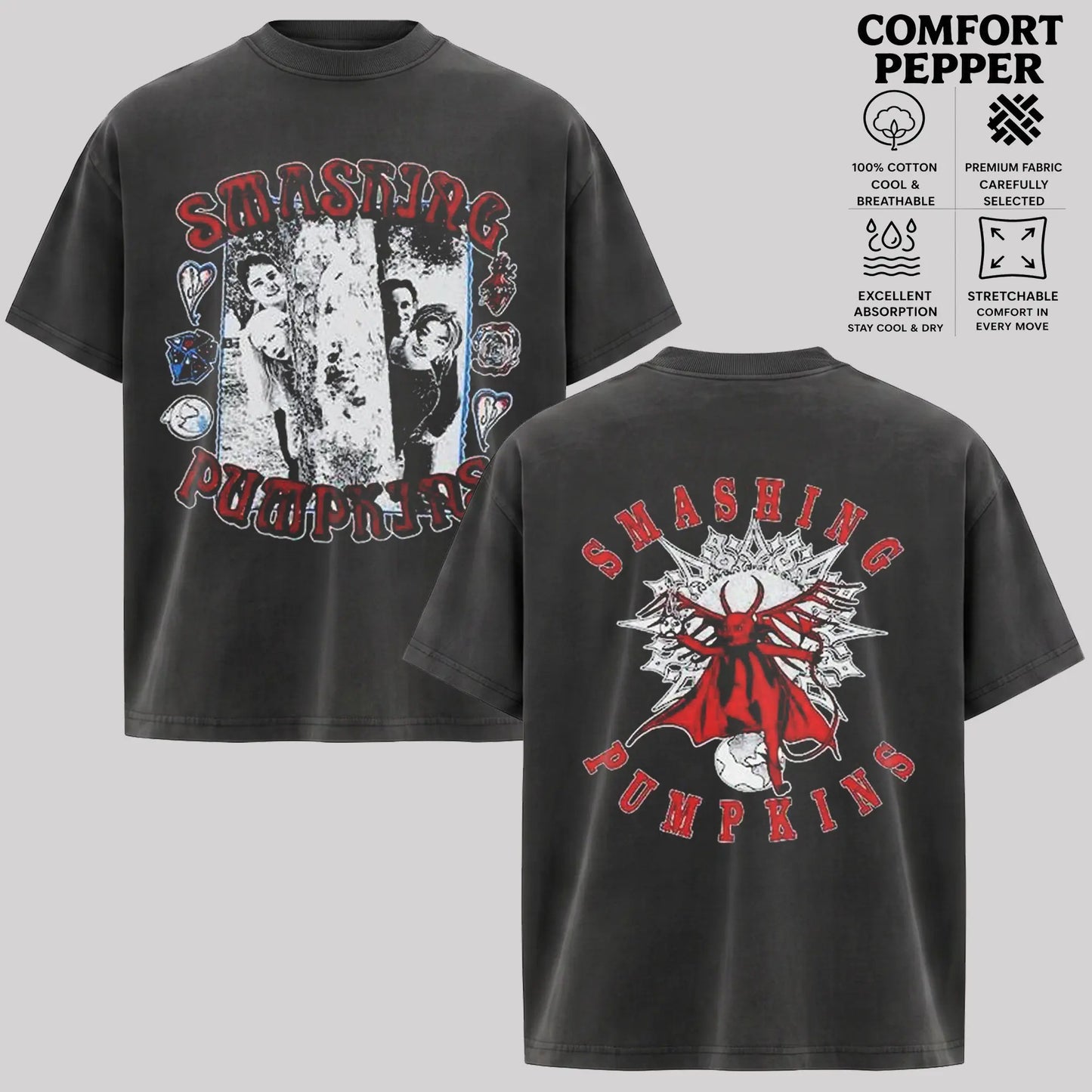 Comfort Colors® Smashing Pumpkins T-Shirt – Vintage Alternative Rock Band Graphic Tee, 90s Grunge Nostalgia Unisex Top