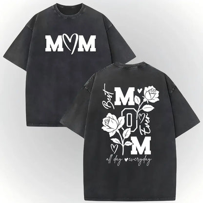 MOM All Day Every Day T-Shirt – Vintage Washed Motherhood Graphic Tee, Retro Lightweight Cotton Mom Life Top, Aesthetic Streetwear Gift for Her