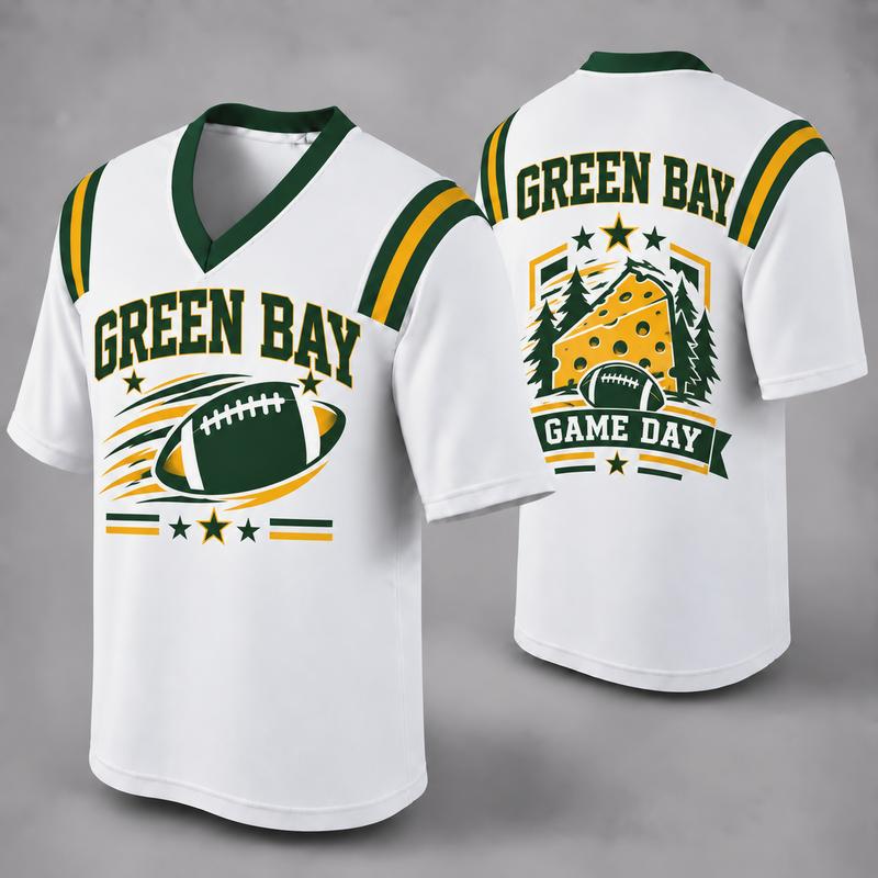 32 Team Styles Available, Unisex American Football Fan Jersey, White V-Neck Mesh Game Day Shirt