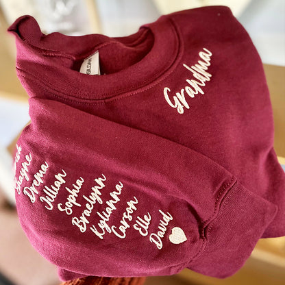 Custom Embroidered Grams Sweatshirt Hoodie with Initial Heart, Unique Gift for Grandma Birthday