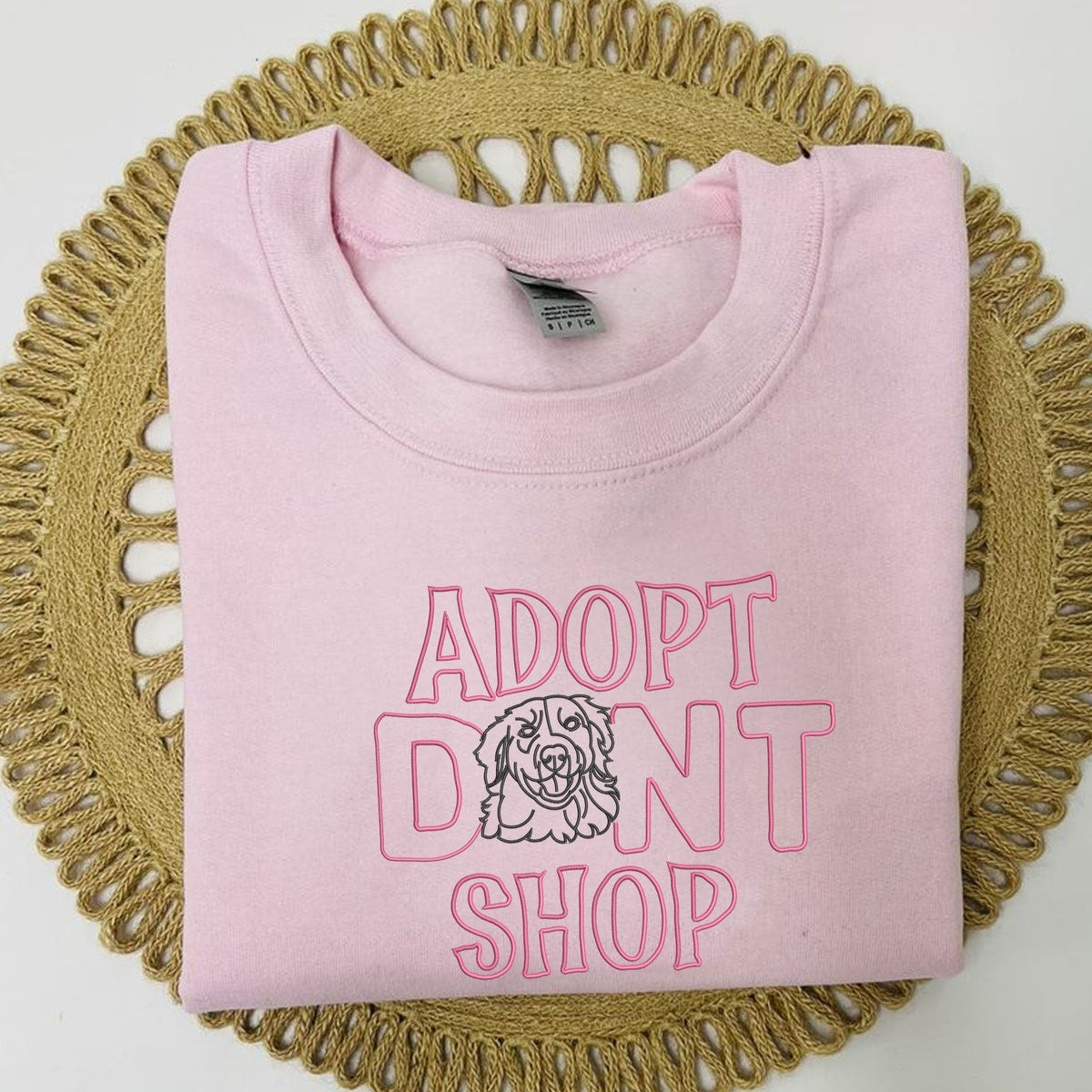 Custom Adopt Don't Shop Pet Embroidered Sweatshirt, Pet Portrait Hoodie, Dog Mom Sweatshirt, Rescue Mom Gift