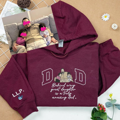 Custom Embroidered Papi Sweatshirt, Father's Day Gift, Photo Hoodie Portrait, Birthday Gift Ideas