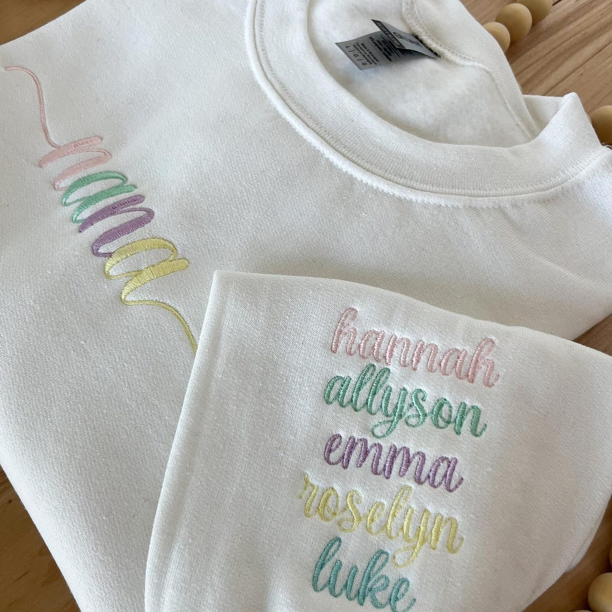 Custom Nana Embroidered Sweatshirt, Custom Grandma Embroidered Hoodie, Personalized Grandkids Names on Sleeve