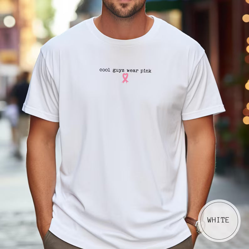 Comfort Colors® Cool Guys Wear Pink Breast Cancer Support T-Shirt – Cancer Support Squad Graphic Tee, Pink Ribbon Men's Unisex Top & Gift