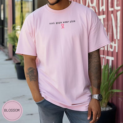 Comfort Colors® Cool Guys Wear Pink Breast Cancer Support T-Shirt – Cancer Support Squad Graphic Tee, Pink Ribbon Men's Unisex Top & Gift