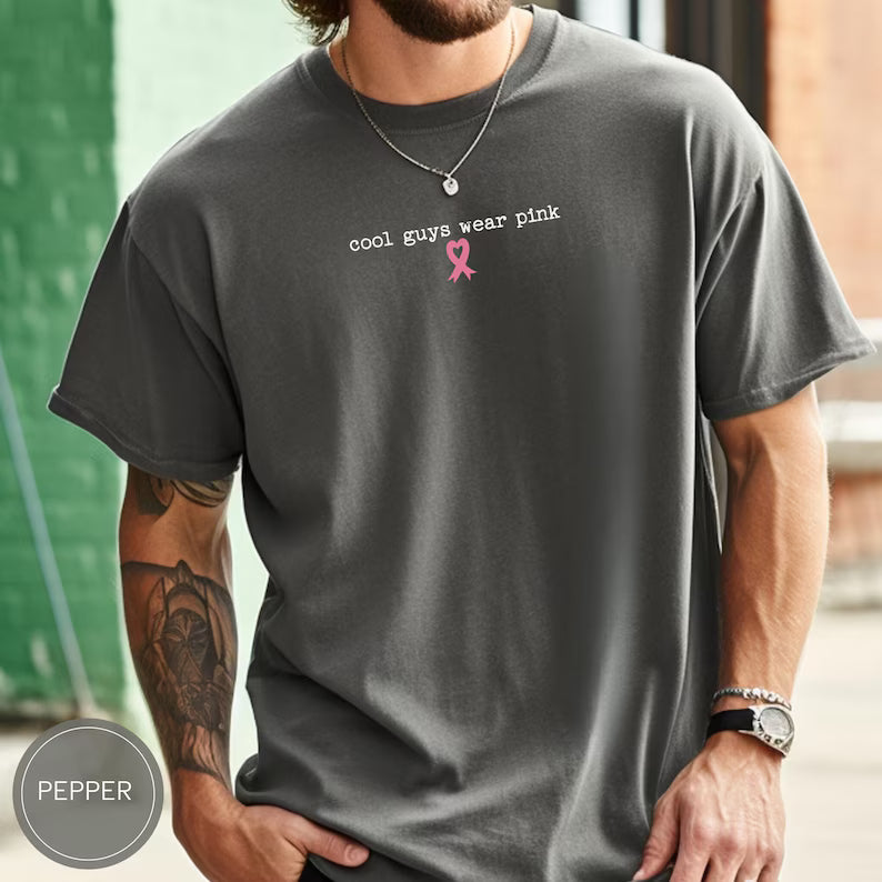 Comfort Colors® Cool Guys Wear Pink Breast Cancer Support T-Shirt – Cancer Support Squad Graphic Tee, Pink Ribbon Men's Unisex Top & Gift