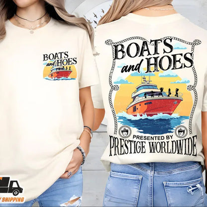 Comfort Colors® Step Brothers "Boats 'N Hoes" T-Shirt – Retro Prestige Worldwide Movie Tee, Funny Brennan & Dale Summer Graphic Shirt, Iconic Comedy Fan Gift