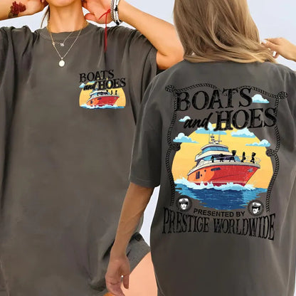 Comfort Colors® Step Brothers "Boats 'N Hoes" T-Shirt – Retro Prestige Worldwide Movie Tee, Funny Brennan & Dale Summer Graphic Shirt, Iconic Comedy Fan Gift