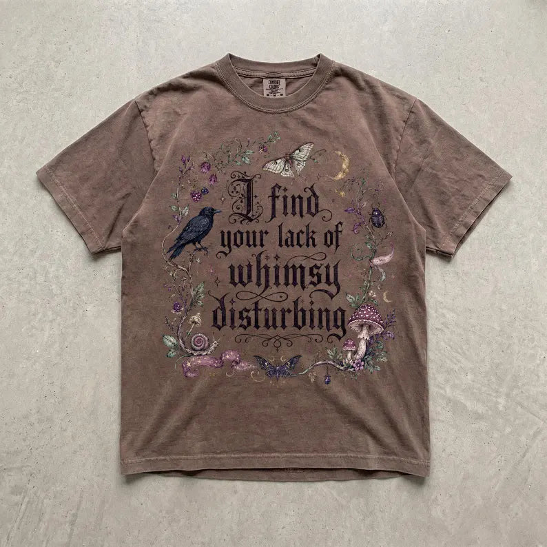 Comfort Colors® "Lack of Whimsy" Crow T-Shirt – Witchy Celestial Moth & Autumn Fall Graphic Tee, Mystical Unisex Top
