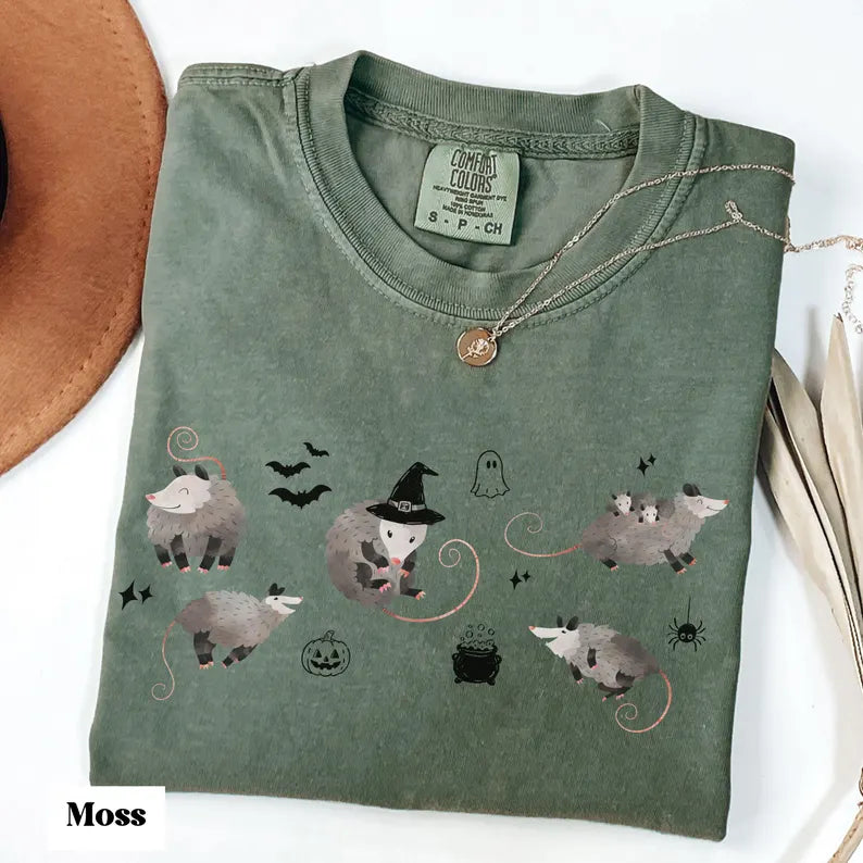 Comfort Colors® Possum Halloween T-Shirt – Spooky Opossum Graphic Tee, Cute Animal Lover Unisex Top & Gift