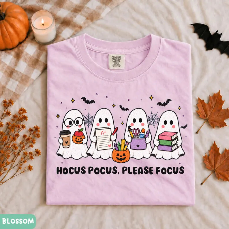 Comfort Colors® Funny Teacher Ghost Halloween T-School Graphic Tee – Spooky Classroom Outfit, Cute Fall Educator Unisex Top & Gift