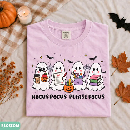 Comfort Colors® Funny Teacher Ghost Halloween T-School Graphic Tee – Spooky Classroom Outfit, Cute Fall Educator Unisex Top & Gift