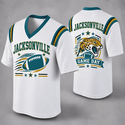 32 Team Styles Available, Unisex American Football Fan Jersey, White V-Neck Mesh Game Day Shirt