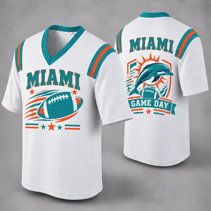 32 Team Styles Available, Unisex American Football Fan Jersey, White V-Neck Mesh Game Day Shirt