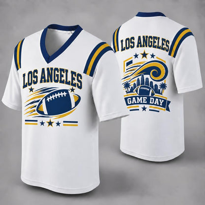 32 Team Styles Available, Unisex American Football Fan Jersey, White V-Neck Mesh Game Day Shirt