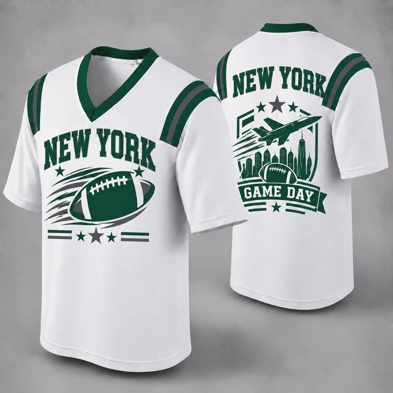 32 Team Styles Available, Unisex American Football Fan Jersey, White V-Neck Mesh Game Day Shirt