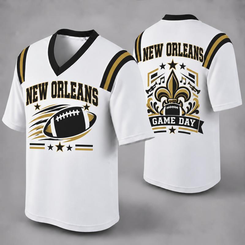 32 Team Styles Available, Unisex American Football Fan Jersey, White V-Neck Mesh Game Day Shirt