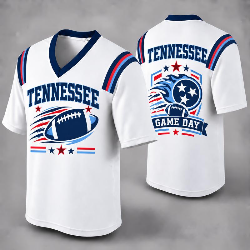 32 Team Styles Available, Unisex American Football Fan Jersey, White V-Neck Mesh Game Day Shirt