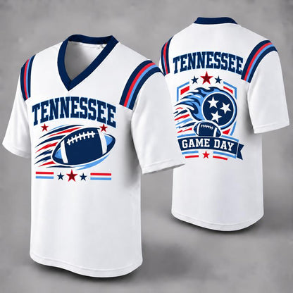 32 Team Styles Available, Unisex American Football Fan Jersey, White V-Neck Mesh Game Day Shirt